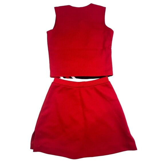 NEW Youth REDHAWKS Cheerleader Uniform Outfit Costume 30" TOP Elastic Skirt RWB - Picture 4 of 7